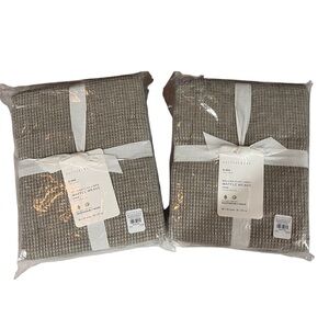 Pottery Barn NEW Set of Two Belgian Flax Linen Waffle Weave Pillow Shams King